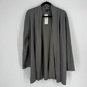 Eileen Fisher cardigan 1x gray stretch lightweight knit minimalist plus lagen